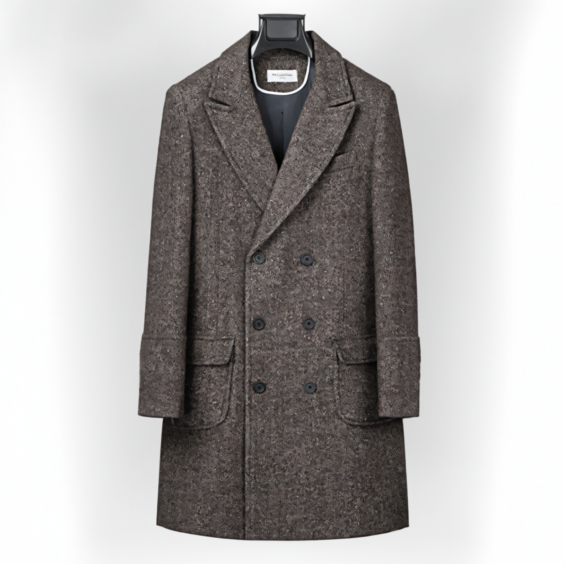 Men's Vintage Tweed Herringbone Double Breasted Long Overcoat