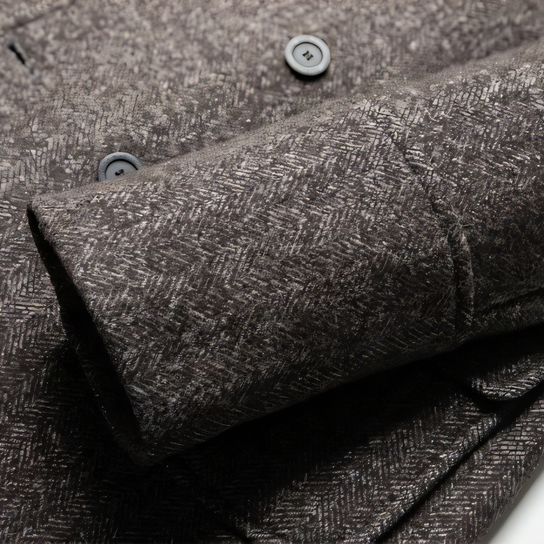 Men's Vintage Tweed Herringbone Double Breasted Long Overcoat