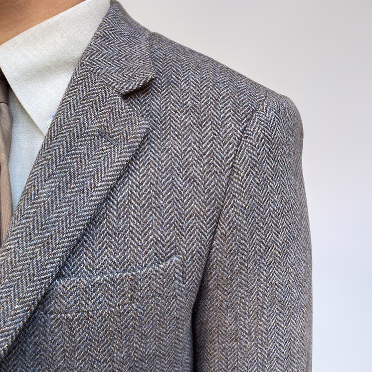 Men's Vintage Autumn Thickened 3 Pieces Herringbone Tweed Notch Lapel Suit