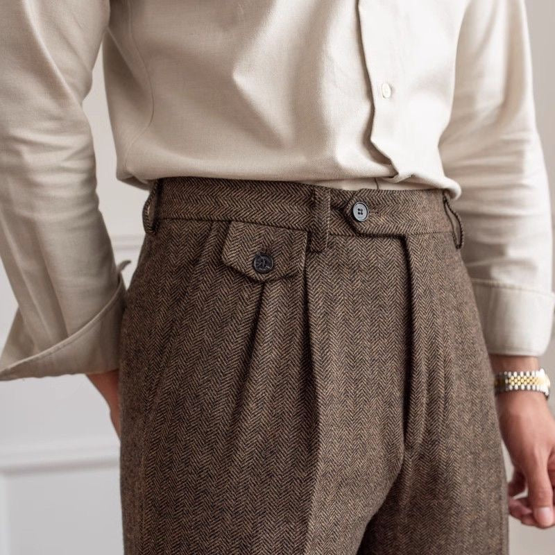 Men's Vintage Herringbone Tweed Pants
