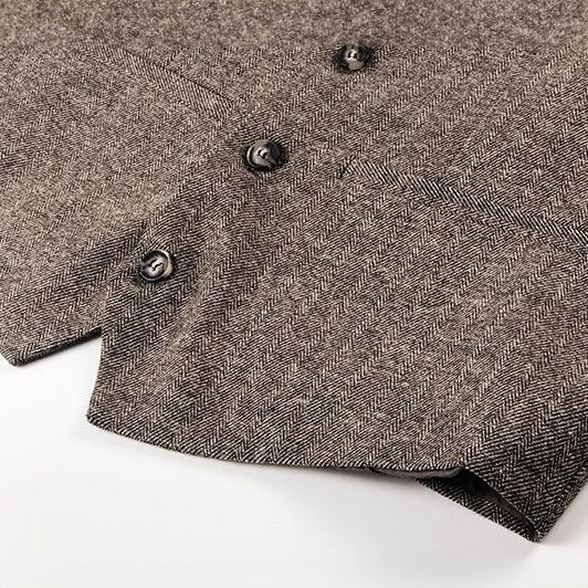 Men's Wool Tweed Herringbone Vintage Waistcoat