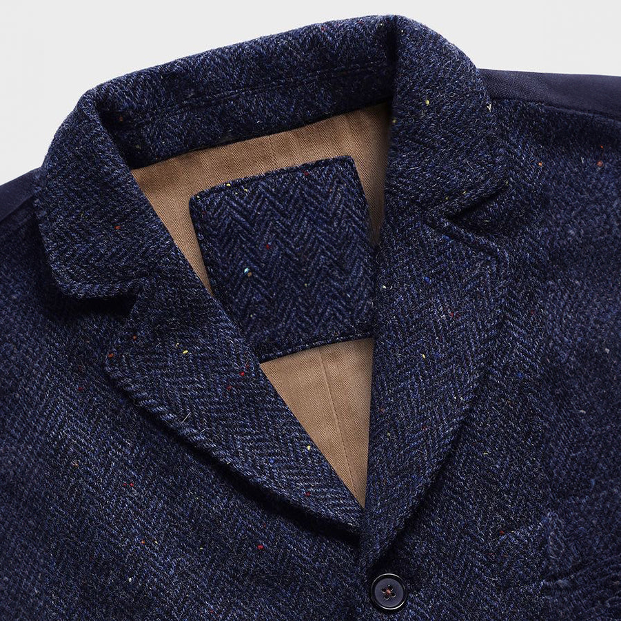 Men's Vintage Rough Tweed Navy Blue Vest Notch Lapel Thickened Waistcoat