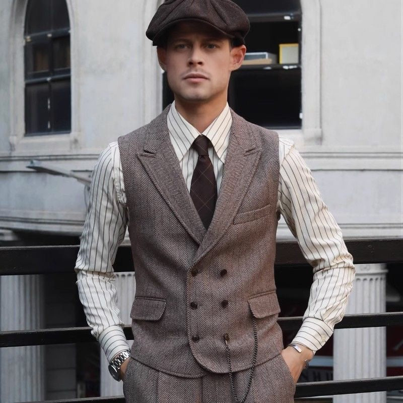 Peak Lapel Suit Grey Waistcoat Double Breasted Peak Lapel Suit