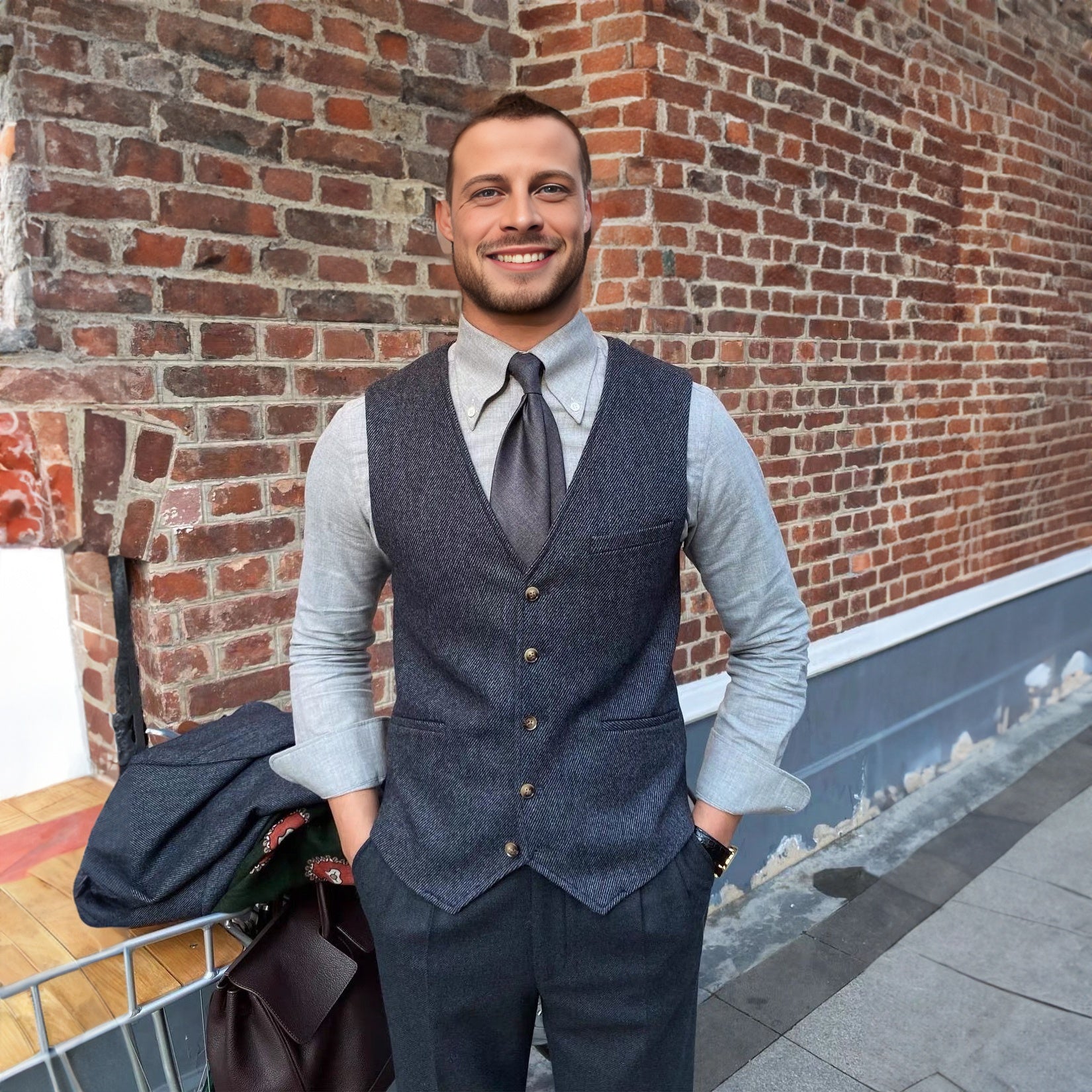 Men's Wool Tweed Thickened Waistcoat