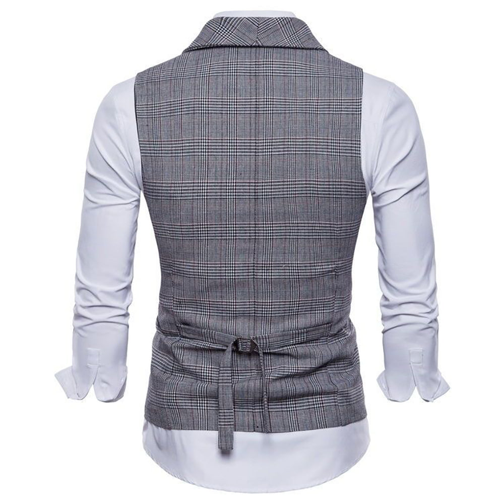 Men's Shawl Collar Houndstooth Retro Notch Lapel Formal Double Breasted Waistcoat