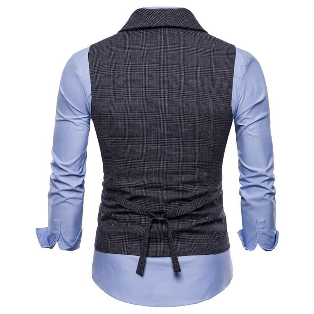 Men's Shawl Collar Houndstooth Retro Notch Lapel Formal Double Breasted Waistcoat