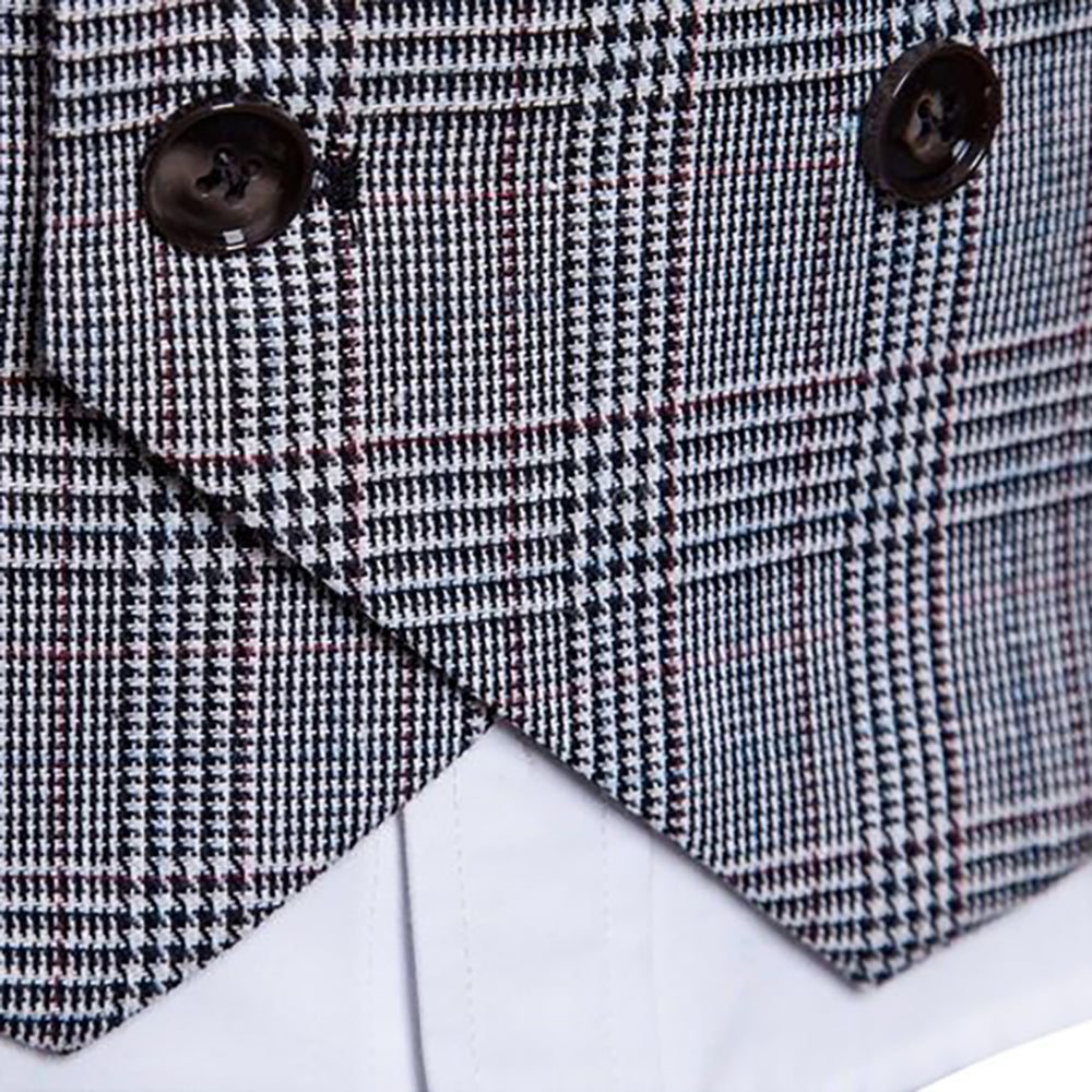 Men's Shawl Collar Houndstooth Retro Notch Lapel Formal Double Breasted Waistcoat