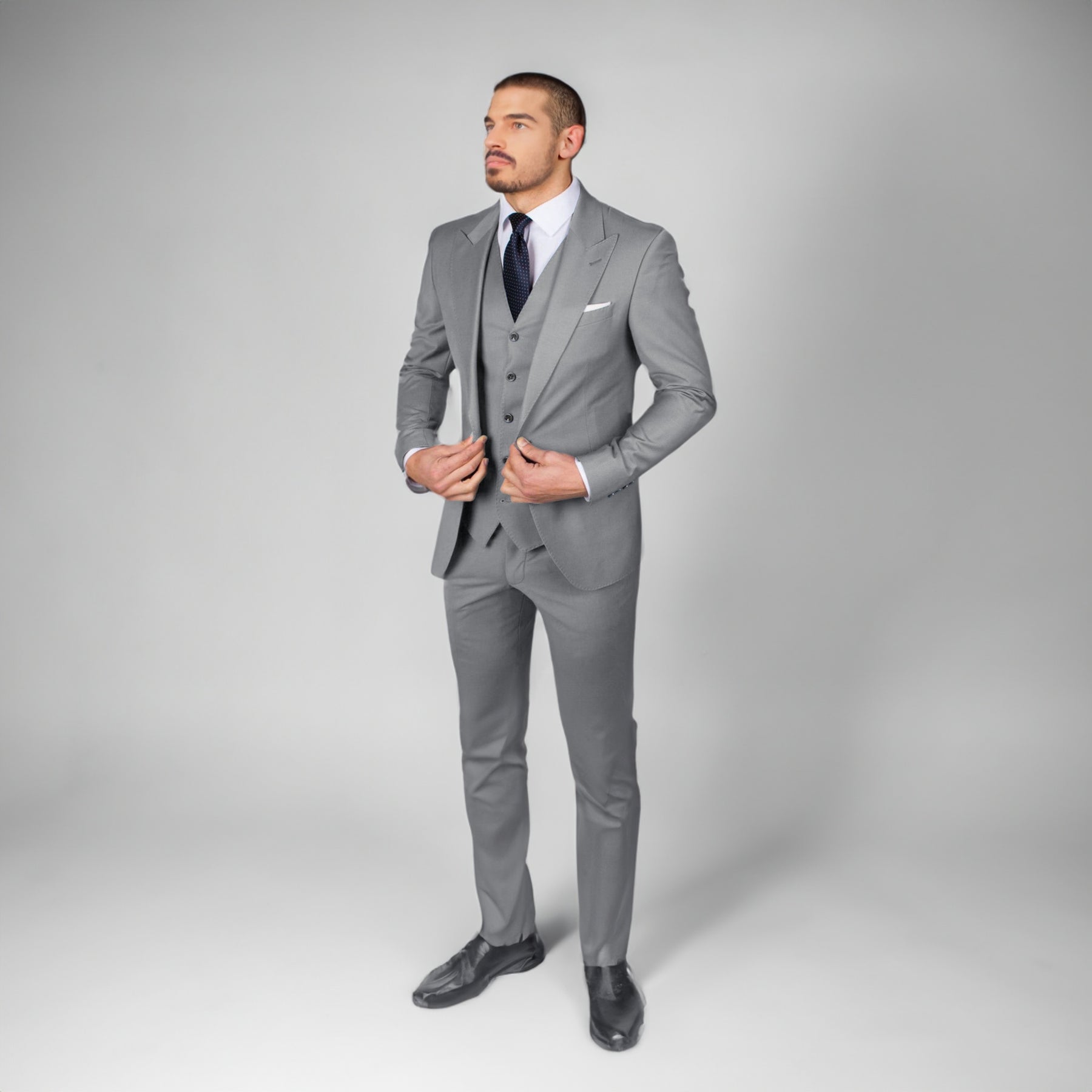 Business Men's 3 Pieces Mens Suit Peak Lapel Solid Tuxedos