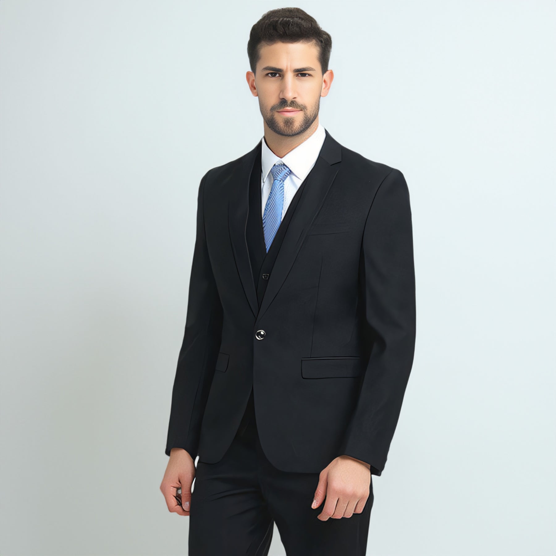 Formal 3 Piece Men's Suit Slim Fit Solid Peak Lapel Suit