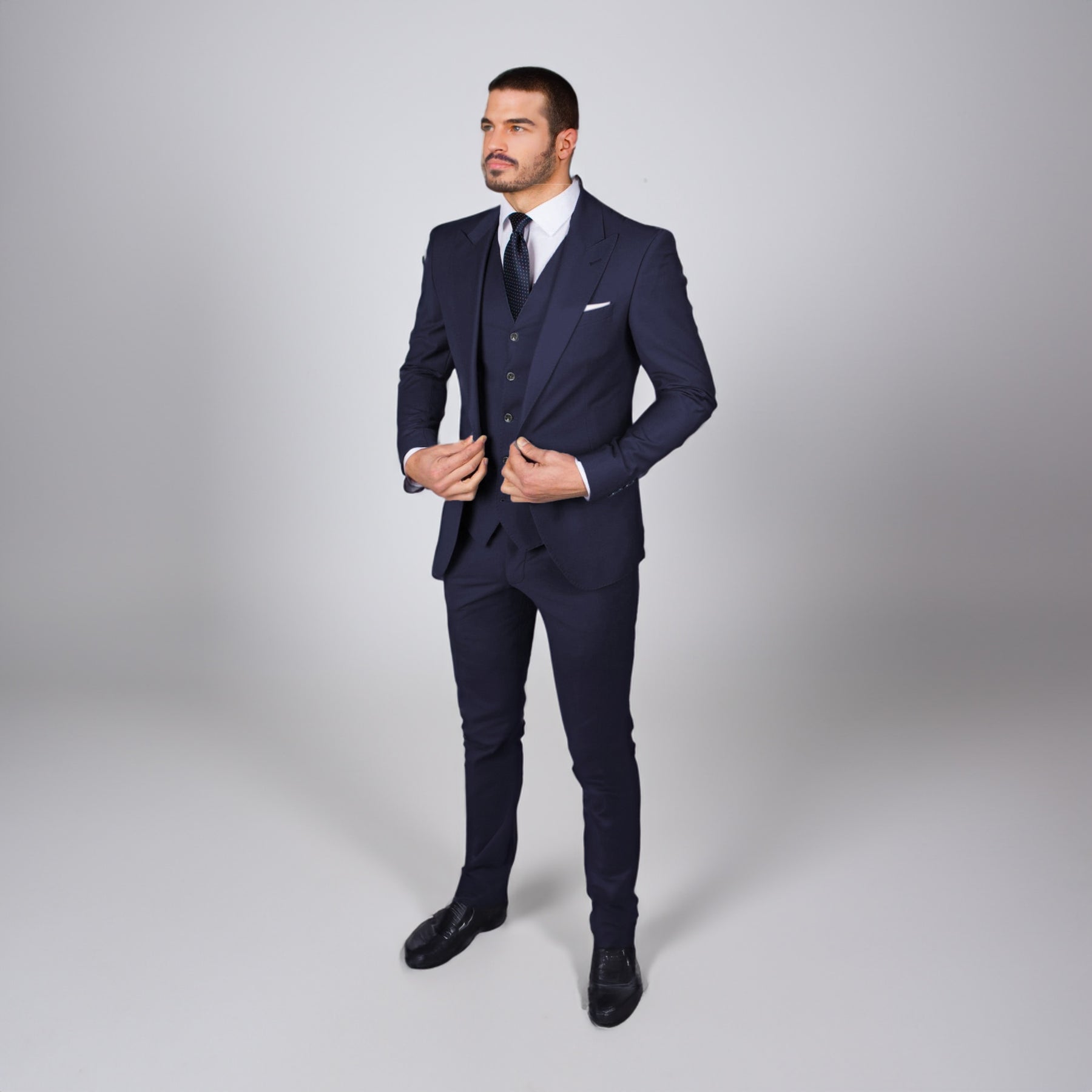 Business Men's 3 Pieces Mens Suit Peak Lapel Solid Tuxedos