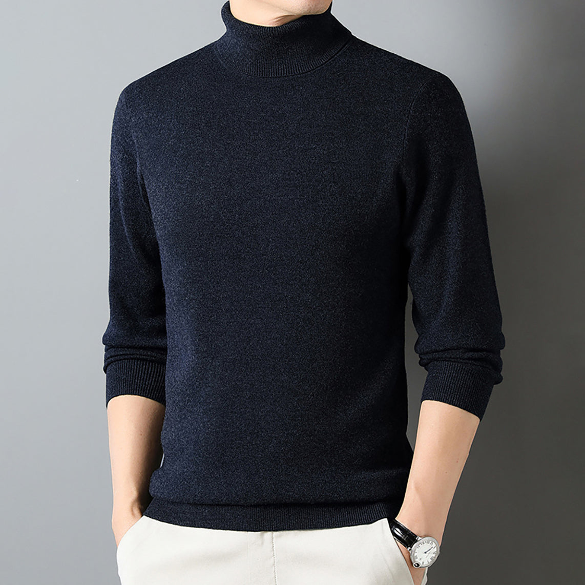 Men's Classic Wool Cashmere Soft Turtleneck Sweater