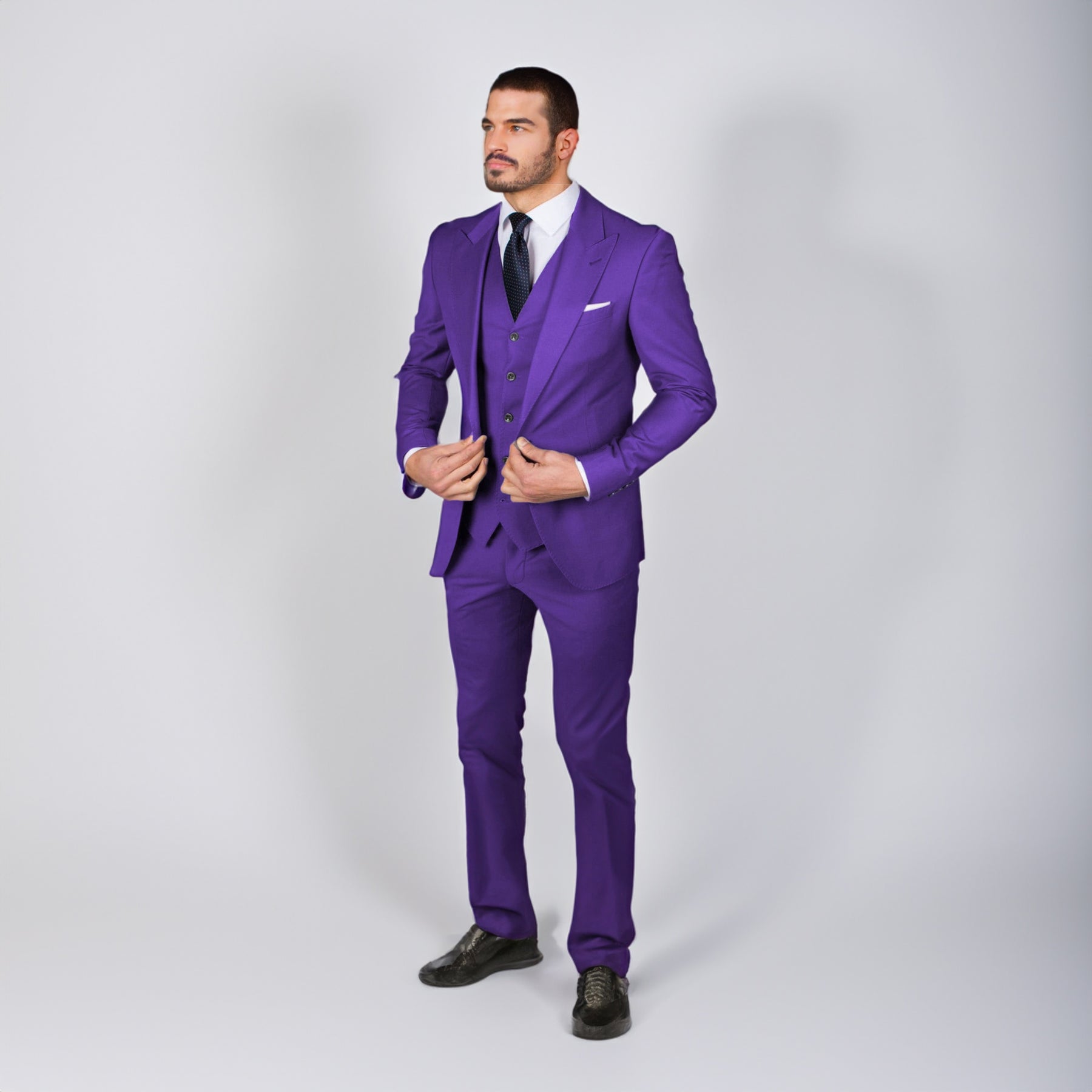 Business Men's 3 Pieces Mens Suit Peak Lapel Solid Tuxedos