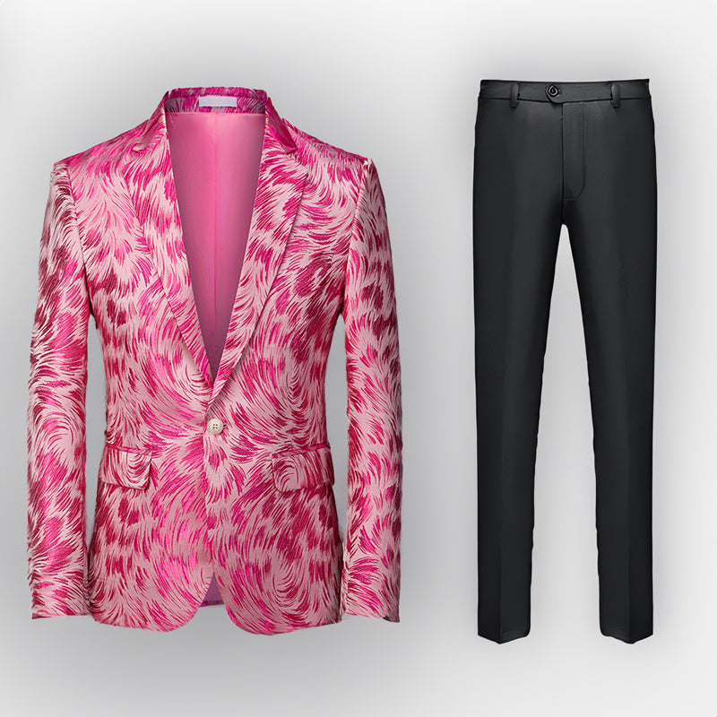 Men's 2 Pieces Textured Print Tuxedo Suit