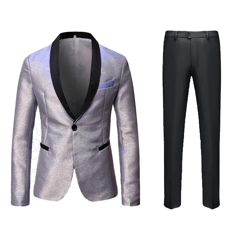 Men's 2 Pieces Glitter Gradient Iridescent Shawl Collar Sequin Tuxedo