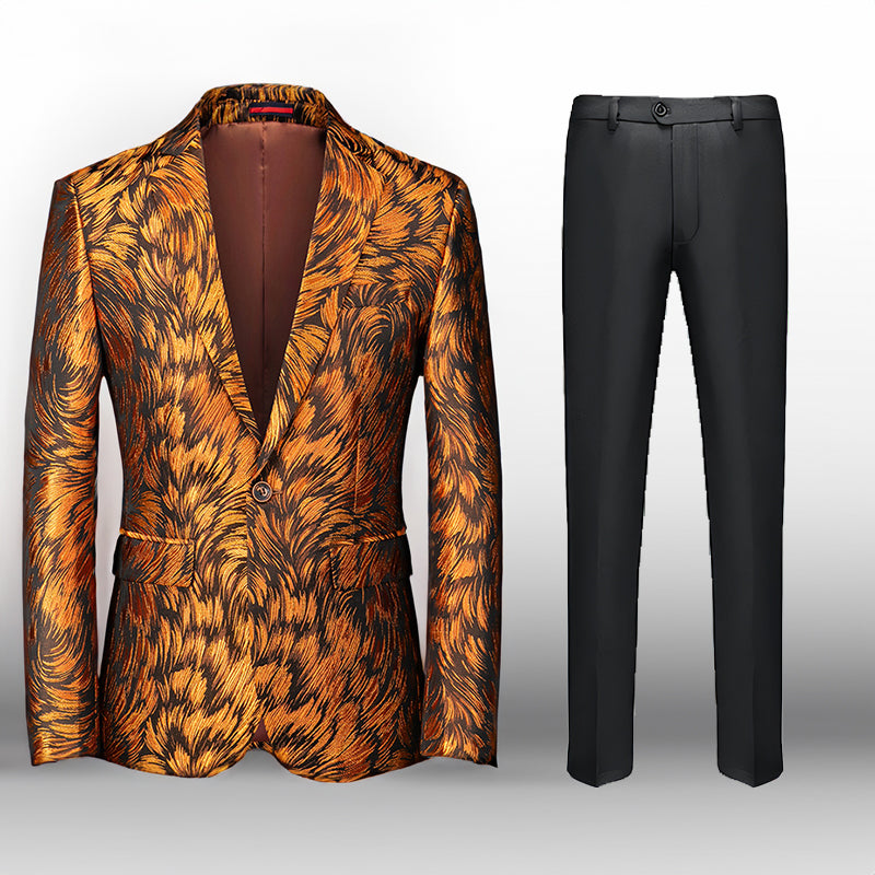 Men's 2 Pieces Textured Print Tuxedo Suit