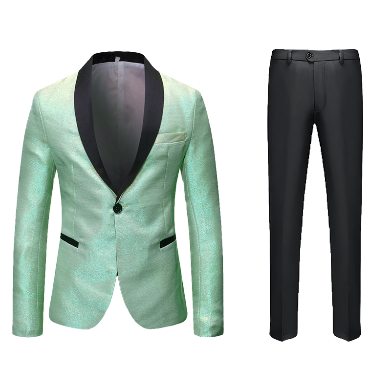 Men's 2 Pieces Glitter Gradient Iridescent Shawl Collar Sequin Tuxedo