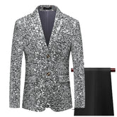 Men's 2 Pieces Gold and Silver Stage Sequin Tuxedo Blazer