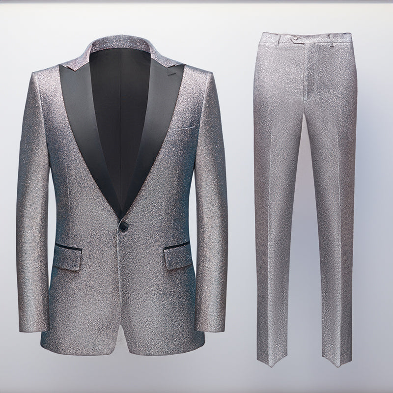 Men's 2 Pieces Suits Slim Fit Sequin Peak Lapel Tuxedos