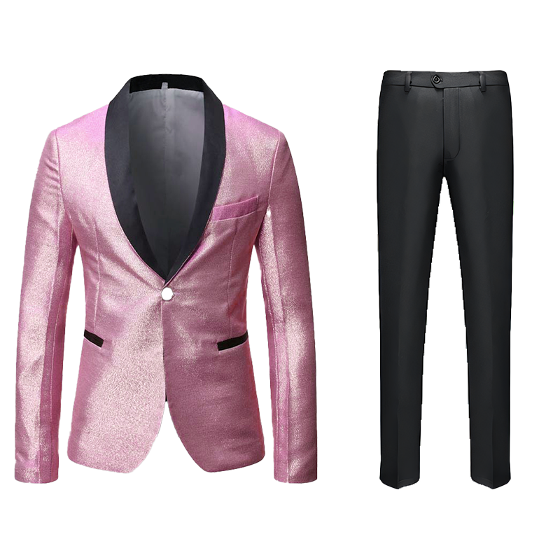 Men's 2 Pieces Glitter Gradient Iridescent Shawl Collar Sequin Tuxedo
