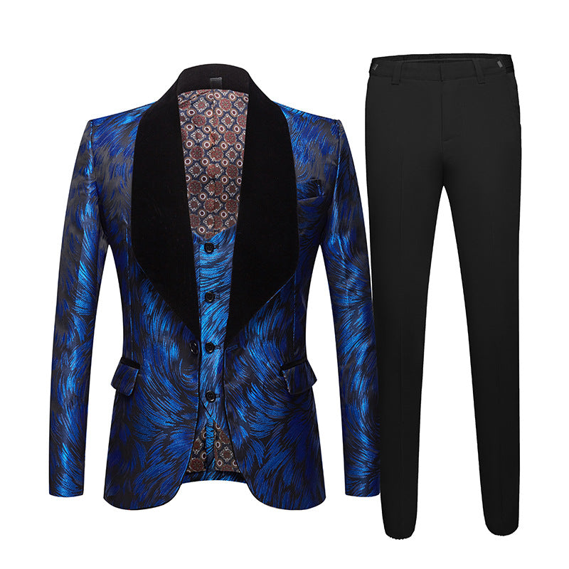 Men's 3 Pieces Suit Textured Print Shawl collar Tuxedo