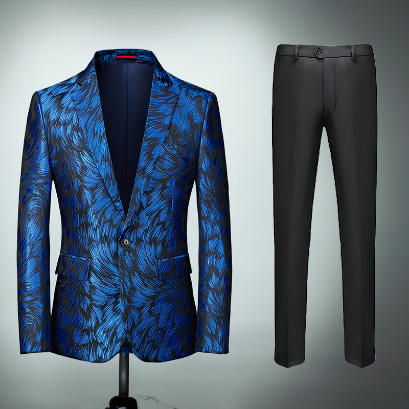 Men's 2 Pieces Textured Print Tuxedo Suit