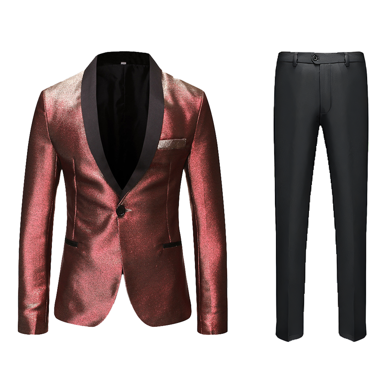 Men's 2 Pieces Glitter Gradient Iridescent Shawl Collar Sequin Tuxedo