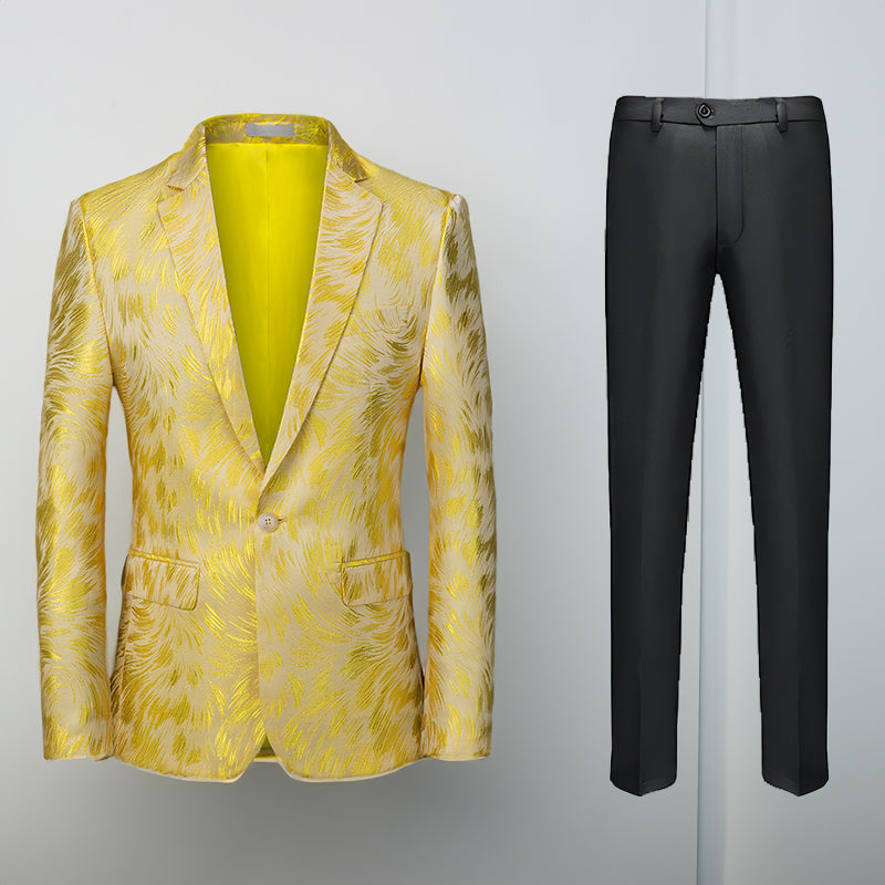 Men's 2 Pieces Textured Print Tuxedo Suit