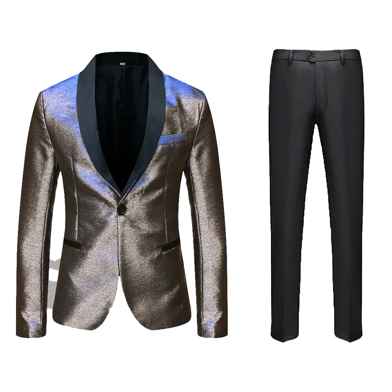 Men's 2 Pieces Glitter Gradient Iridescent Shawl Collar Sequin Tuxedo
