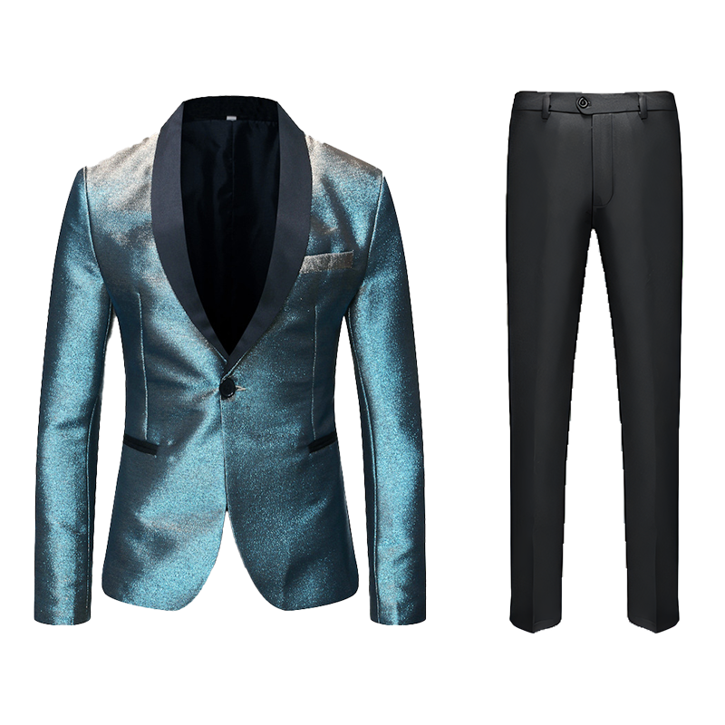 Men's 2 Pieces Glitter Gradient Iridescent Shawl Collar Sequin Tuxedo