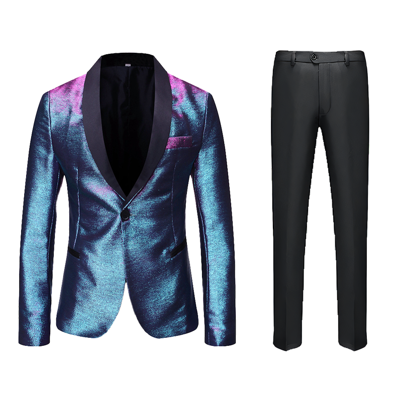 Men's 2 Pieces Glitter Gradient Iridescent Shawl Collar Sequin Tuxedo