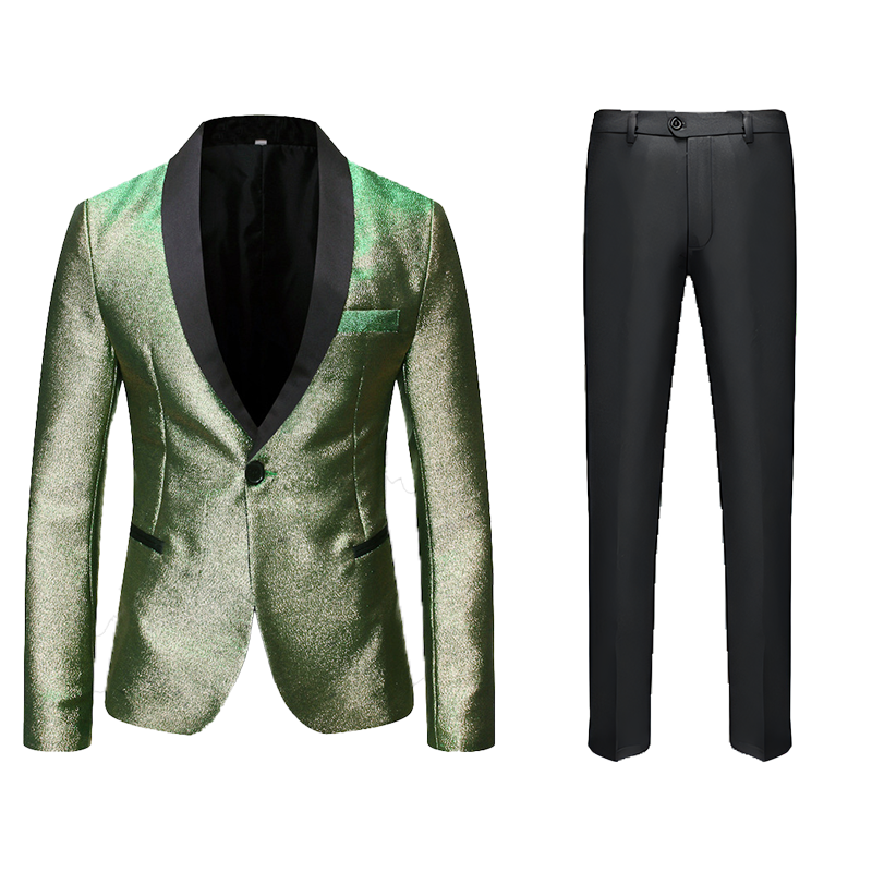 Men's 2 Pieces Glitter Gradient Iridescent Shawl Collar Sequin Tuxedo