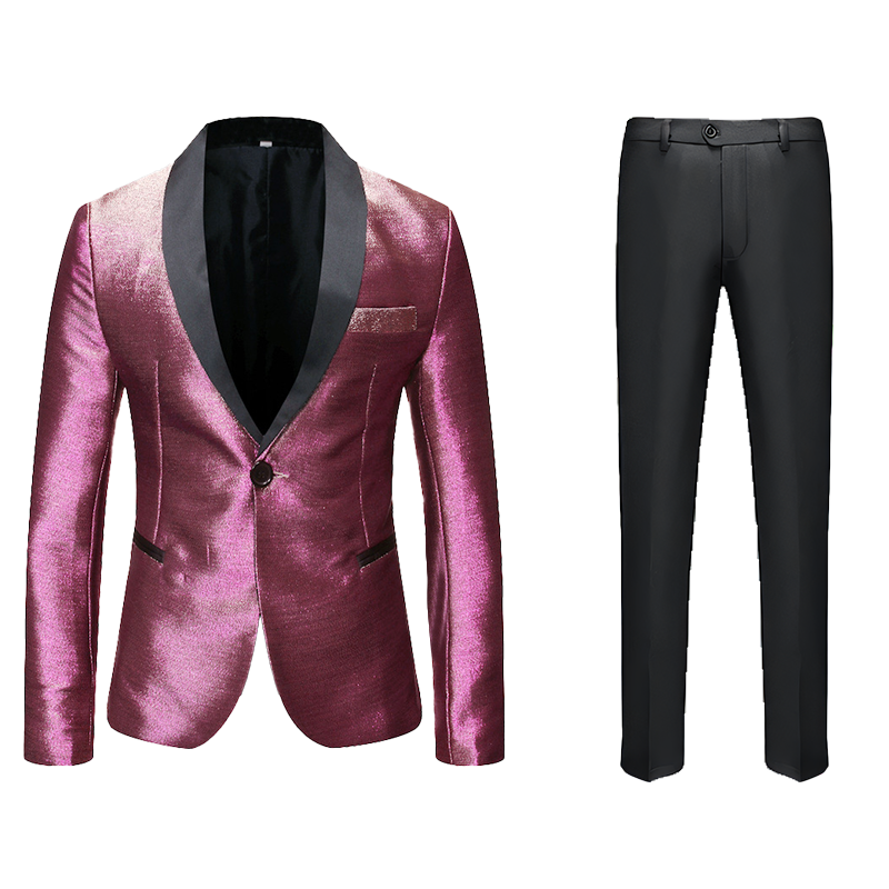 Men's 2 Pieces Glitter Gradient Iridescent Shawl Collar Sequin Tuxedo