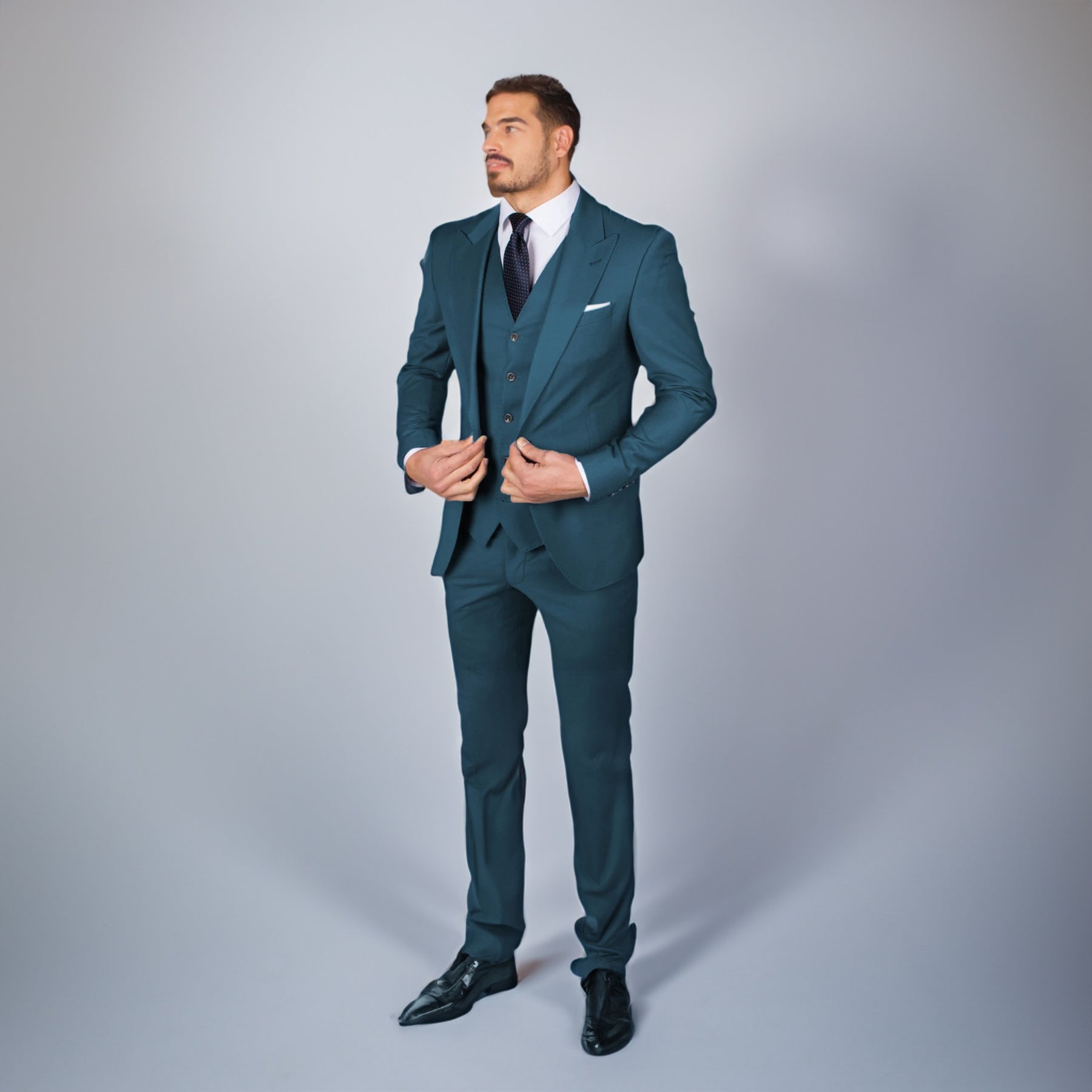 Business Men's 3 Pieces Mens Suit Peak Lapel Solid Tuxedos