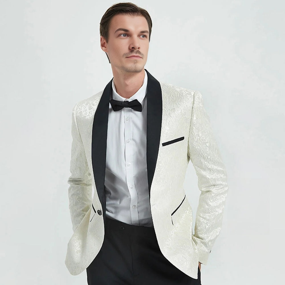 Men's 2-Piece Suits Jacquard Tuxedo 3 Color