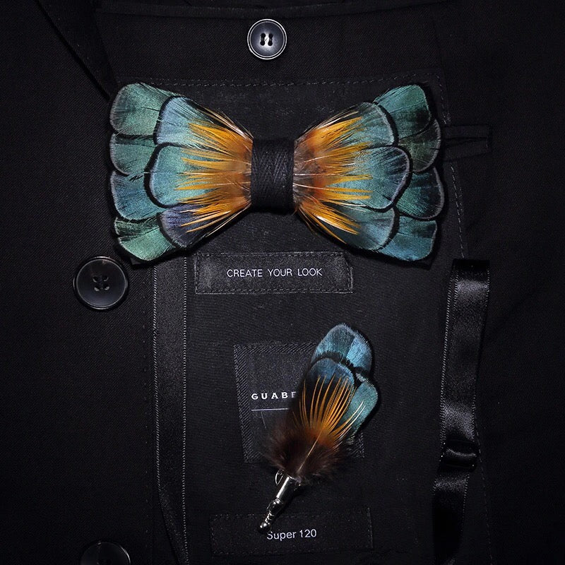 Handmade Natural Feather Bow Tie Blue and Green 4 Style Tie sweetearing GreenA Tuxedos, Formalwear, Wedding suits, Business suits, Slim-fit suits, Classic suits, Black-tie attire, Dinner jackets, Prom suits