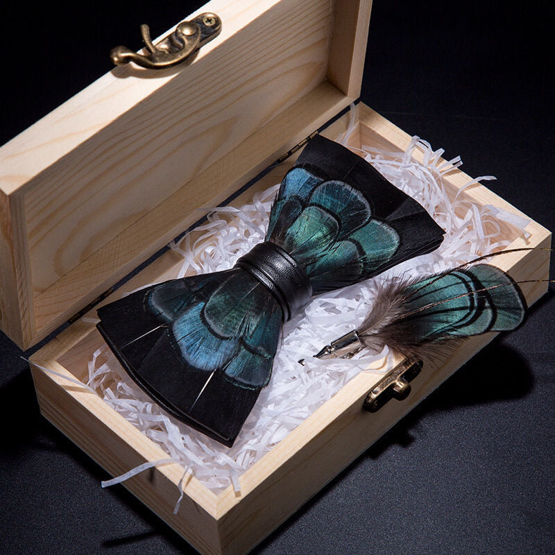 Handmade Natural Feather Bow Tie Blue and Green 4 Style Tie sweetearing Tuxedos, Formalwear, Wedding suits, Business suits, Slim-fit suits, Classic suits, Black-tie attire, Dinner jackets, Prom suits