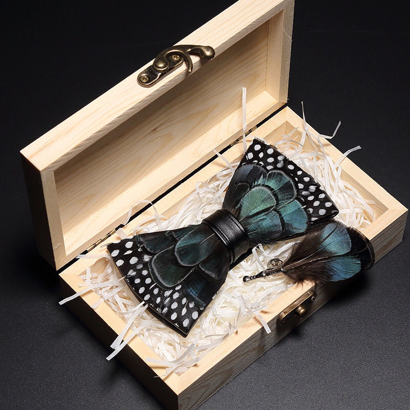 Handmade Natural Feather Bow Tie Blue and Green 4 Style Tie sweetearing Tuxedos, Formalwear, Wedding suits, Business suits, Slim-fit suits, Classic suits, Black-tie attire, Dinner jackets, Prom suits