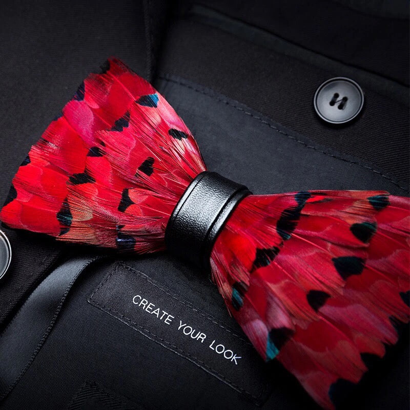 Handmade Natural Feather Bow Tie Red and Tan 2 Style Tie sweetearing Tuxedos, Formalwear, Wedding suits, Business suits, Slim-fit suits, Classic suits, Black-tie attire, Dinner jackets, Prom suits