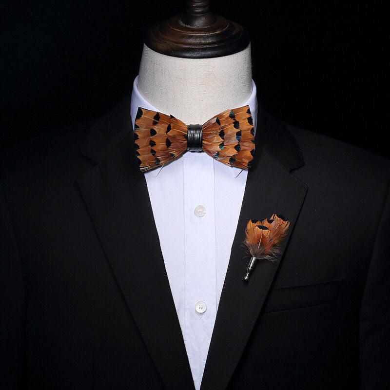 Handmade Natural Feather Bow Tie Red and Tan 2 Style Tie sweetearing Tuxedos, Formalwear, Wedding suits, Business suits, Slim-fit suits, Classic suits, Black-tie attire, Dinner jackets, Prom suits