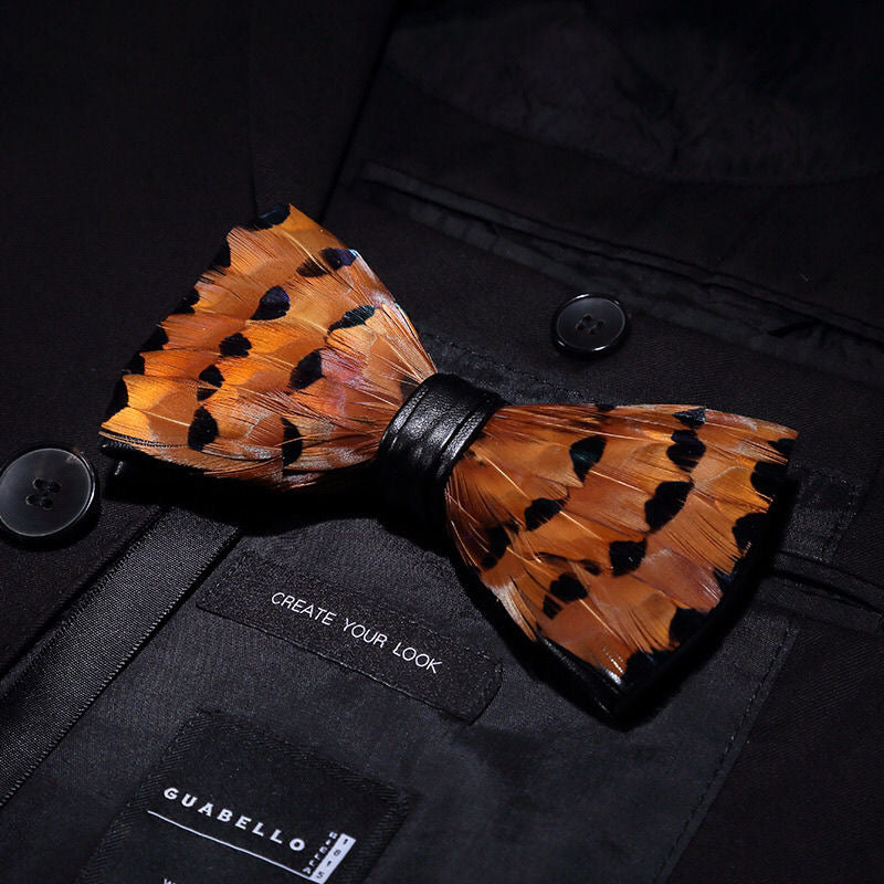 Handmade Natural Feather Bow Tie Red and Tan 2 Style Tie sweetearing Tuxedos, Formalwear, Wedding suits, Business suits, Slim-fit suits, Classic suits, Black-tie attire, Dinner jackets, Prom suits