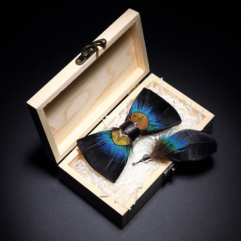 Handmade Natural Feather Bow Tie Blue and Green 2 Style Tie sweetearing Tuxedos, Formalwear, Wedding suits, Business suits, Slim-fit suits, Classic suits, Black-tie attire, Dinner jackets, Prom suits