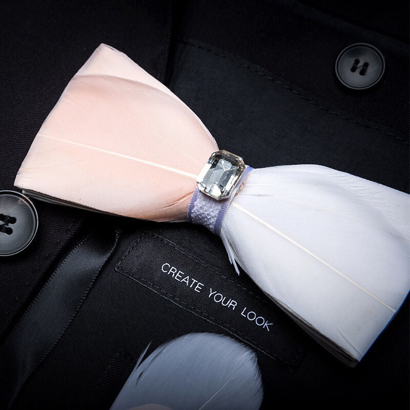 Handmade Natural Feather Bow Tie White and Pink 3 Style Tie sweetearing Tuxedos, Formalwear, Wedding suits, Business suits, Slim-fit suits, Classic suits, Black-tie attire, Dinner jackets, Prom suits