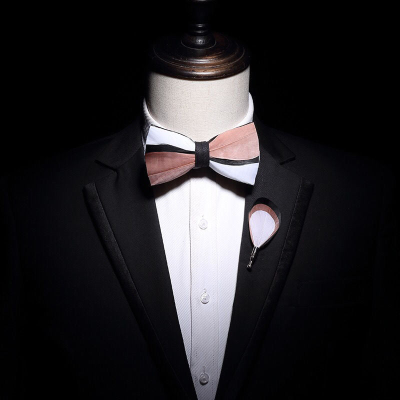 Handmade Natural Feather Bow Tie White and Pink 3 Style Tie sweetearing Tuxedos, Formalwear, Wedding suits, Business suits, Slim-fit suits, Classic suits, Black-tie attire, Dinner jackets, Prom suits