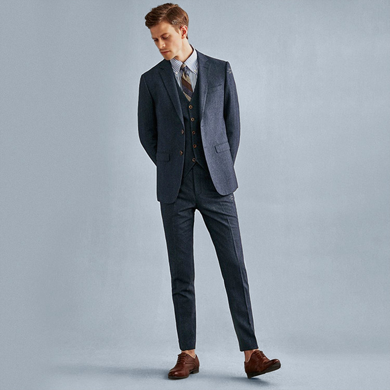 Vintage Herringbone Tweed Suit