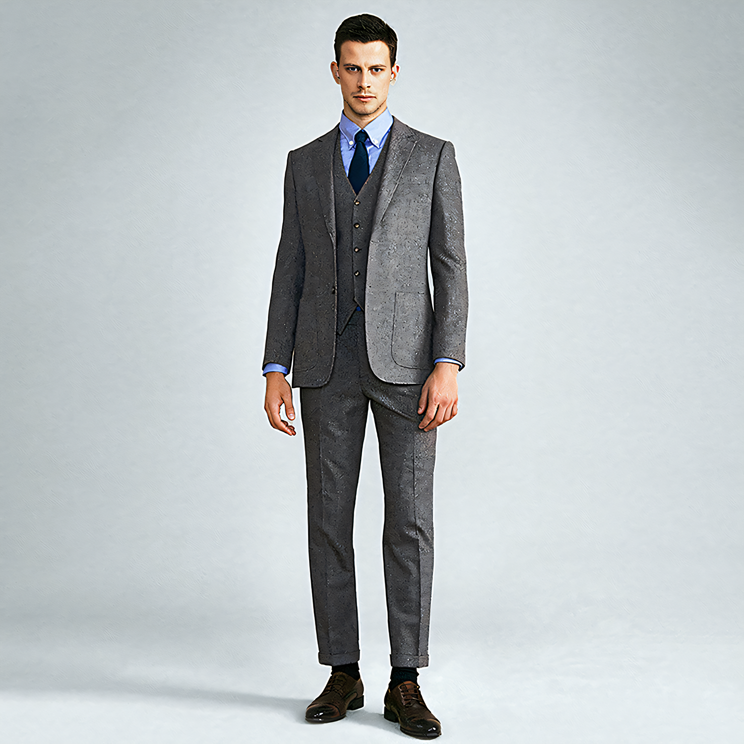 Retro Grey Tweed Suit