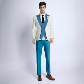 Men's Slim Fit 3 Piece Notched Lapel White Tuxedo