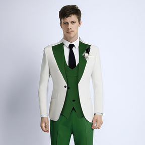 Men's Slim Fit 3 Piece Notched Lapel White Tuxedo