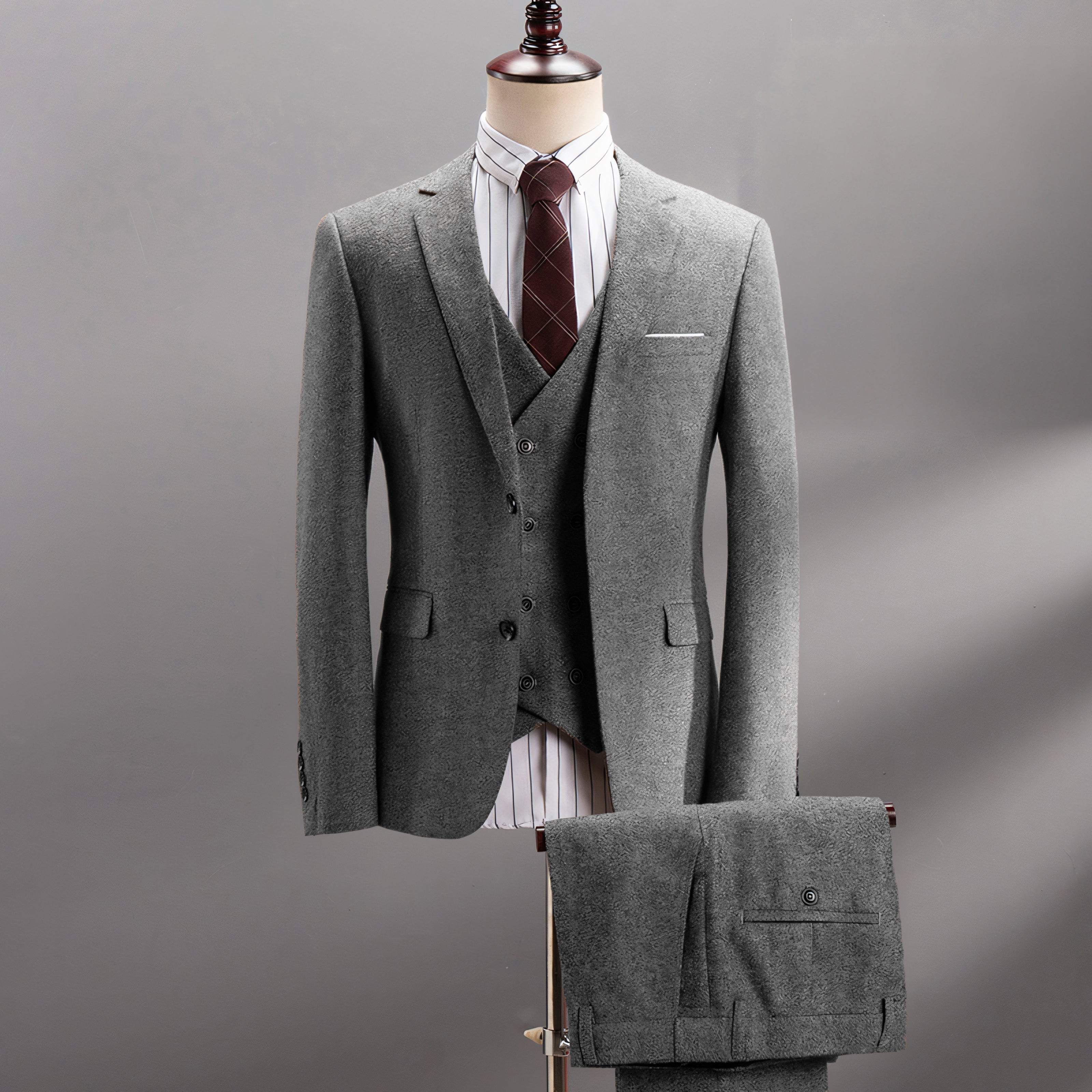 Mid Grey Herringbone Perennial Tailored Fit Havana Suit in