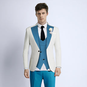 Men's Slim Fit 3 Piece Notched Lapel White Tuxedo