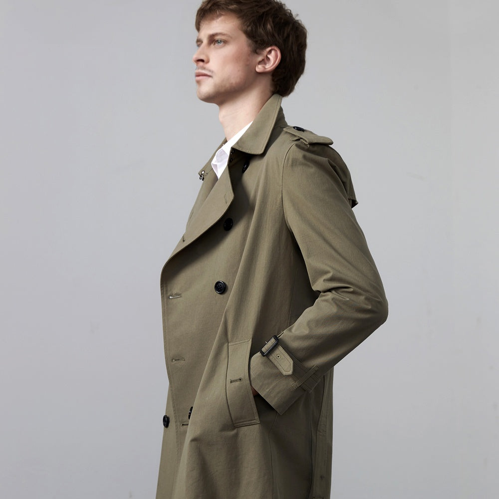 Men's Double Breasted Belted Trench Coat